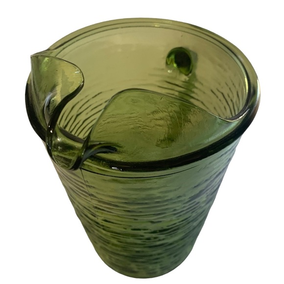 Anchor Hocking Soreno Crinkle Glass Juice Pitcher Avocado Green 1966-1970 - Picture 6 of 16